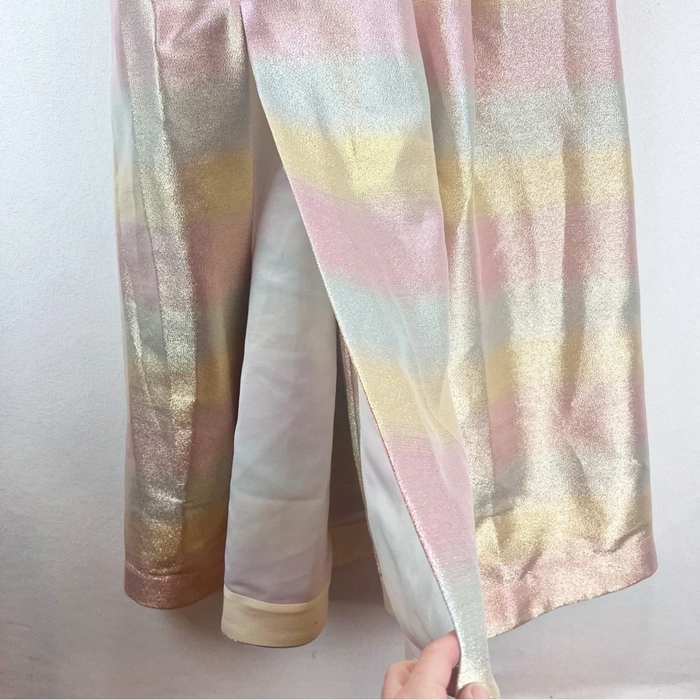 Betsey Johnson Metallic Gown Size 8 Rainbow Sweetheart-Neck Strapless Prom Dress - Picture 8 of 15